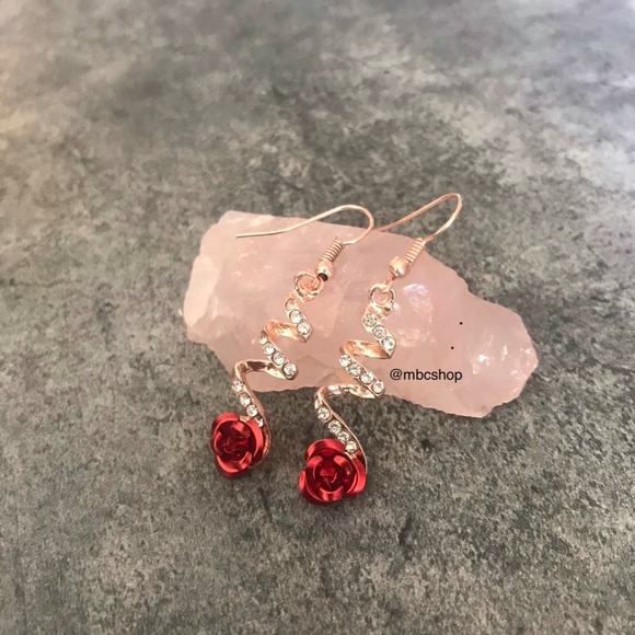 Rose Dangle Earrings - Picture 4 of 5